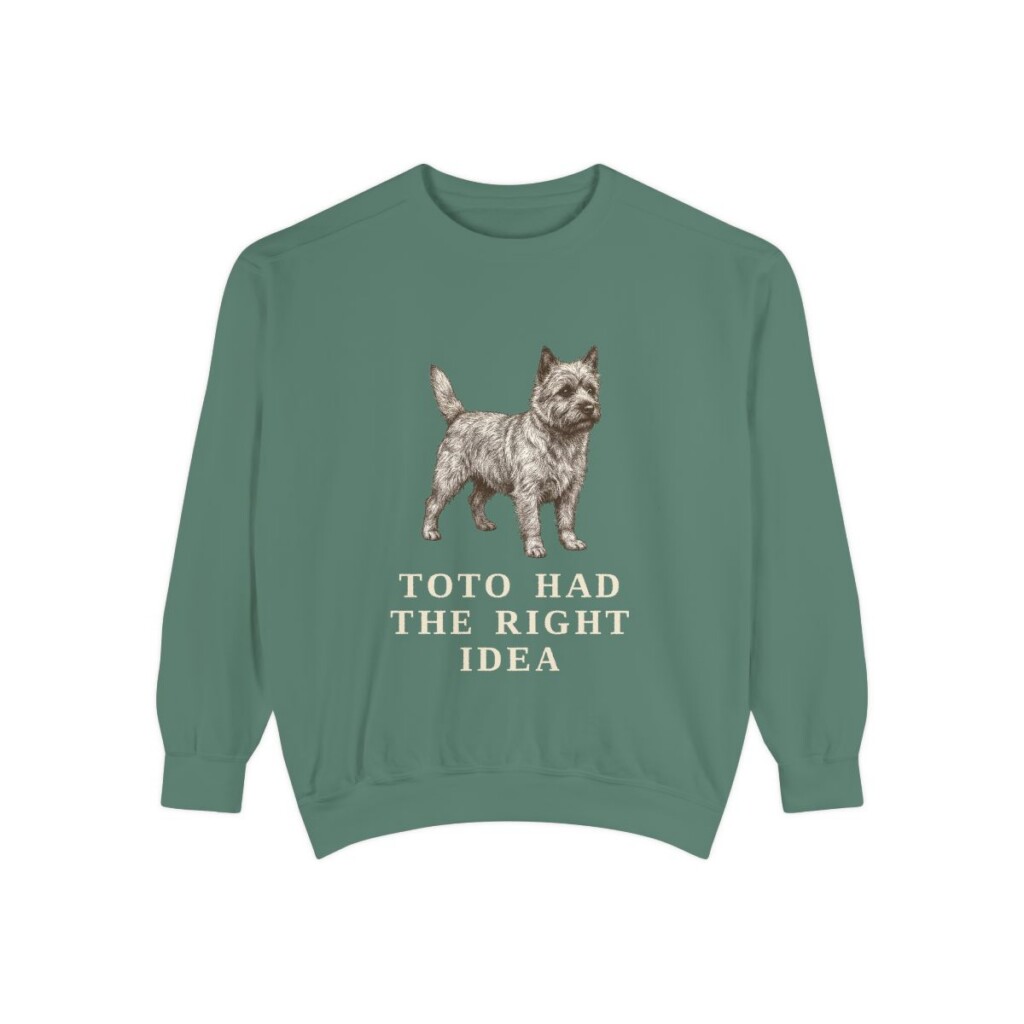 cairn-terrier-sweatshirt-humor-light-green Cairn Terrier Humor Sweatshirt, Light Green, front view