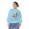 Cairn Terrier Latin Sweatshirt, Chambray, person 2 front