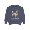 Cairn Terrier Latin Sweatshirt, Denim, front view