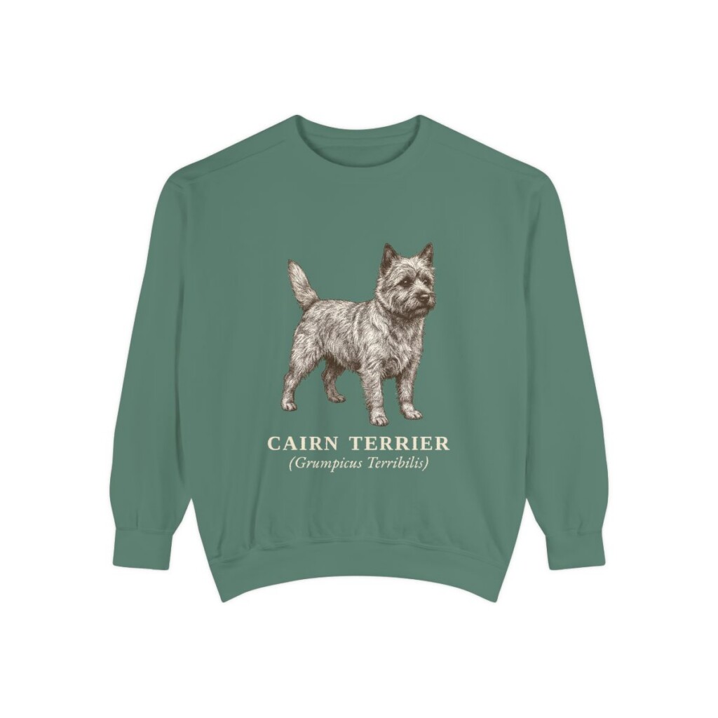 Cairn Terrier Latin Sweatshirt, Light Green, front view