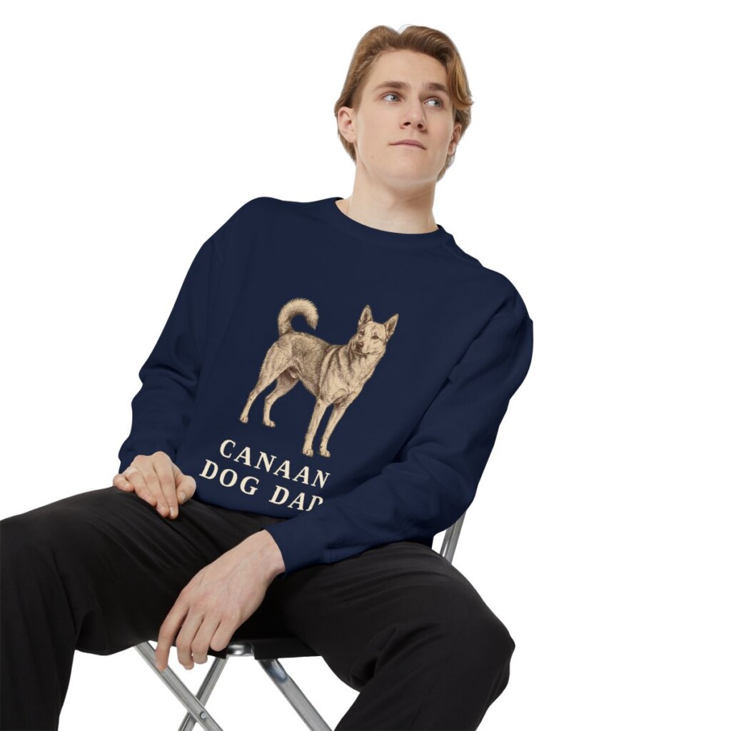 Canaan Dog Dad Sweatshirt, True Navy, person 1 context