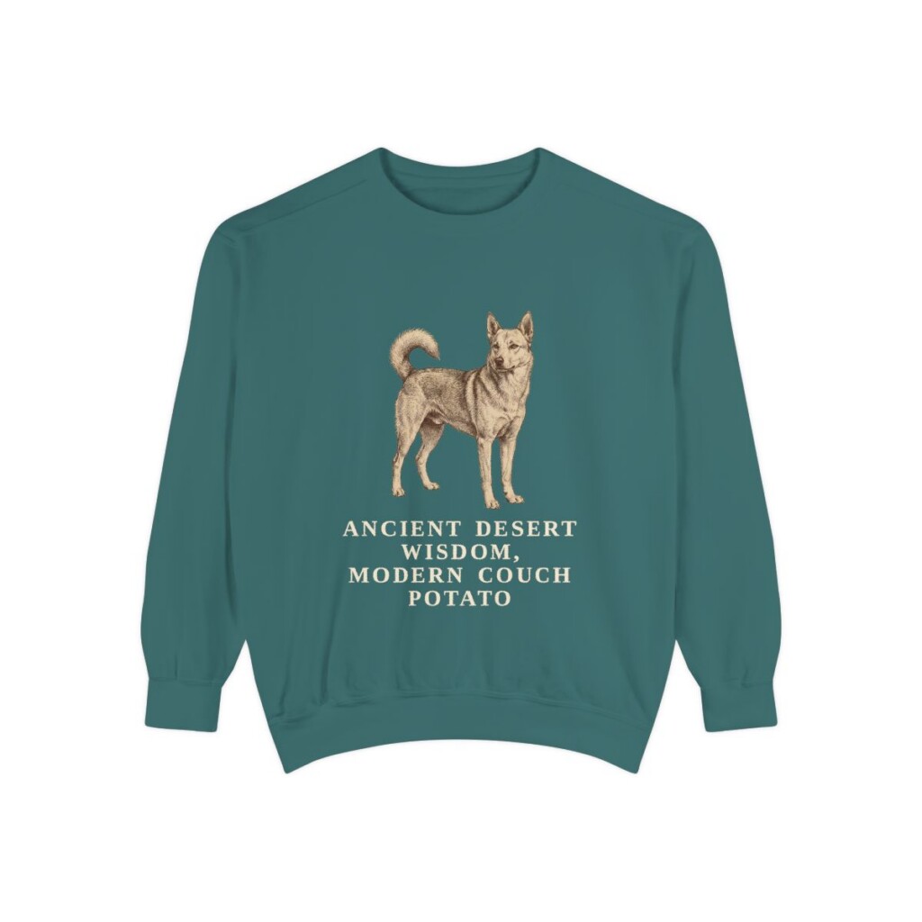 Canaan Dog Humor Sweatshirt, Blue Spruce, front view