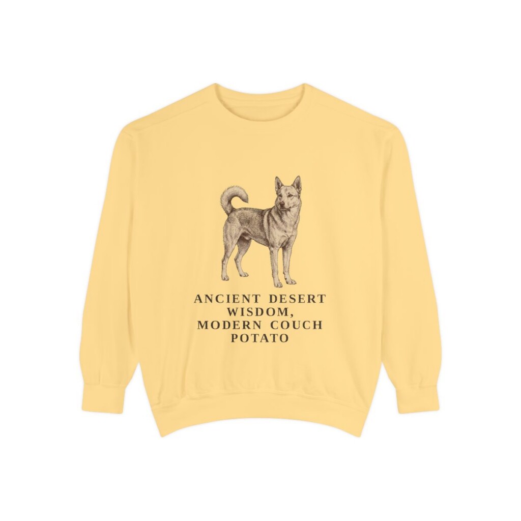 Canaan Dog Humor Sweatshirt, Butter, front view