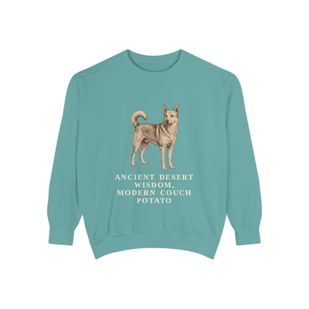 Canaan Dog Humor Sweatshirt, Seafoam, front view