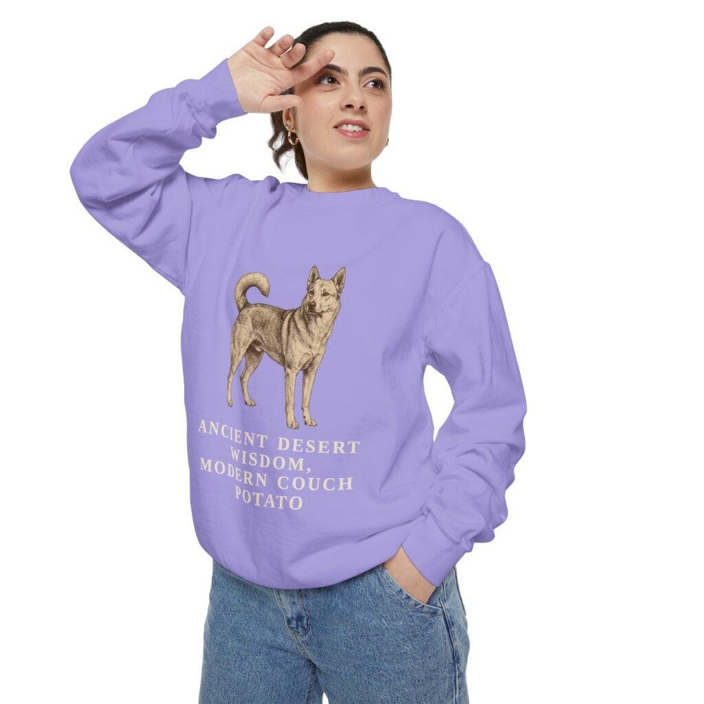 Canaan Dog Humor Sweatshirt, Violet, person 2 context
