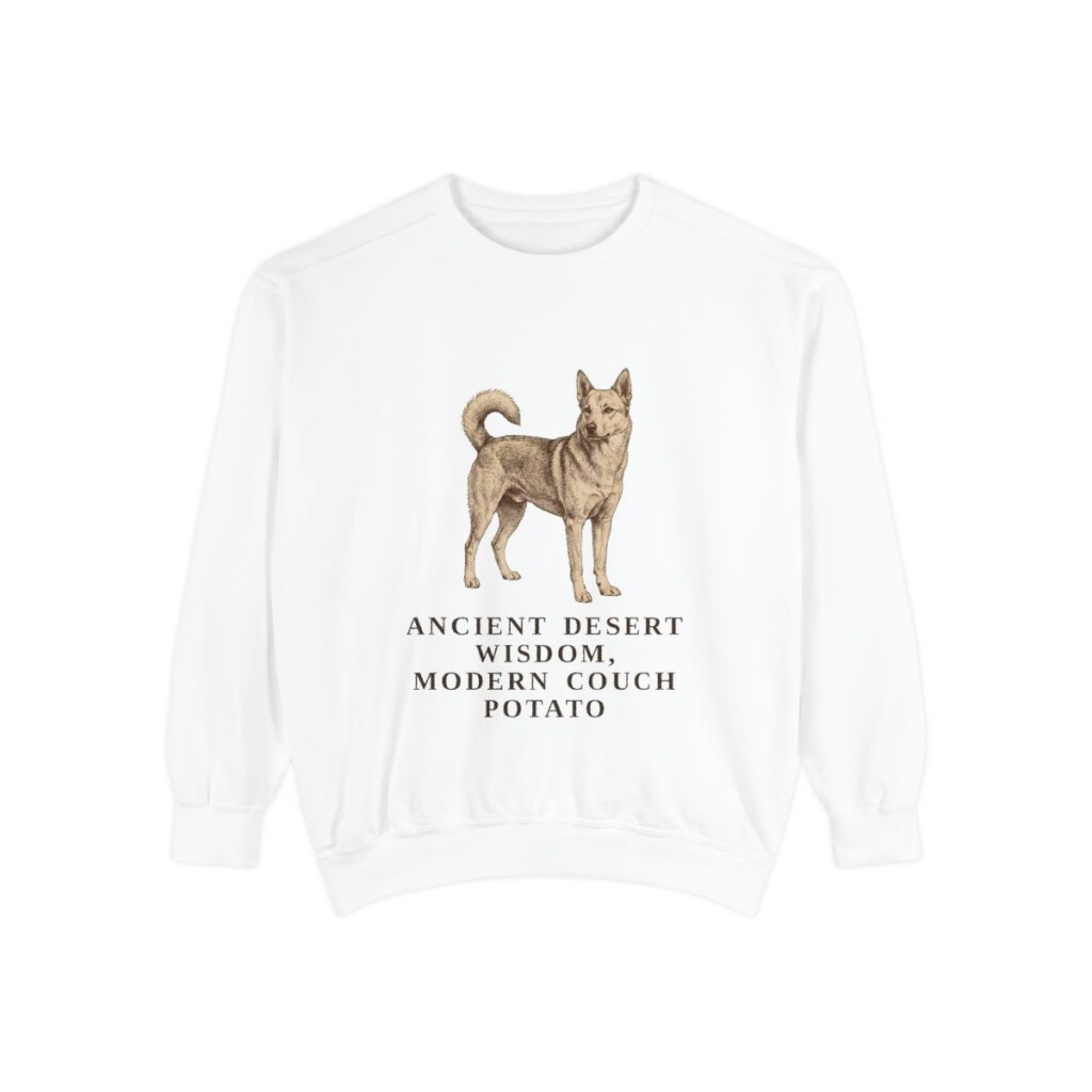 Canaan Dog Humor Sweatshirt, White, front view