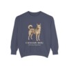 Canaan Dog Latin Sweatshirt, Denim, front view