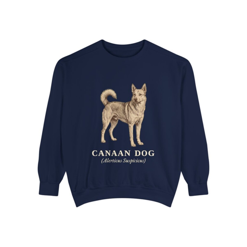 Canaan Dog Latin Sweatshirt, True Navy, front view