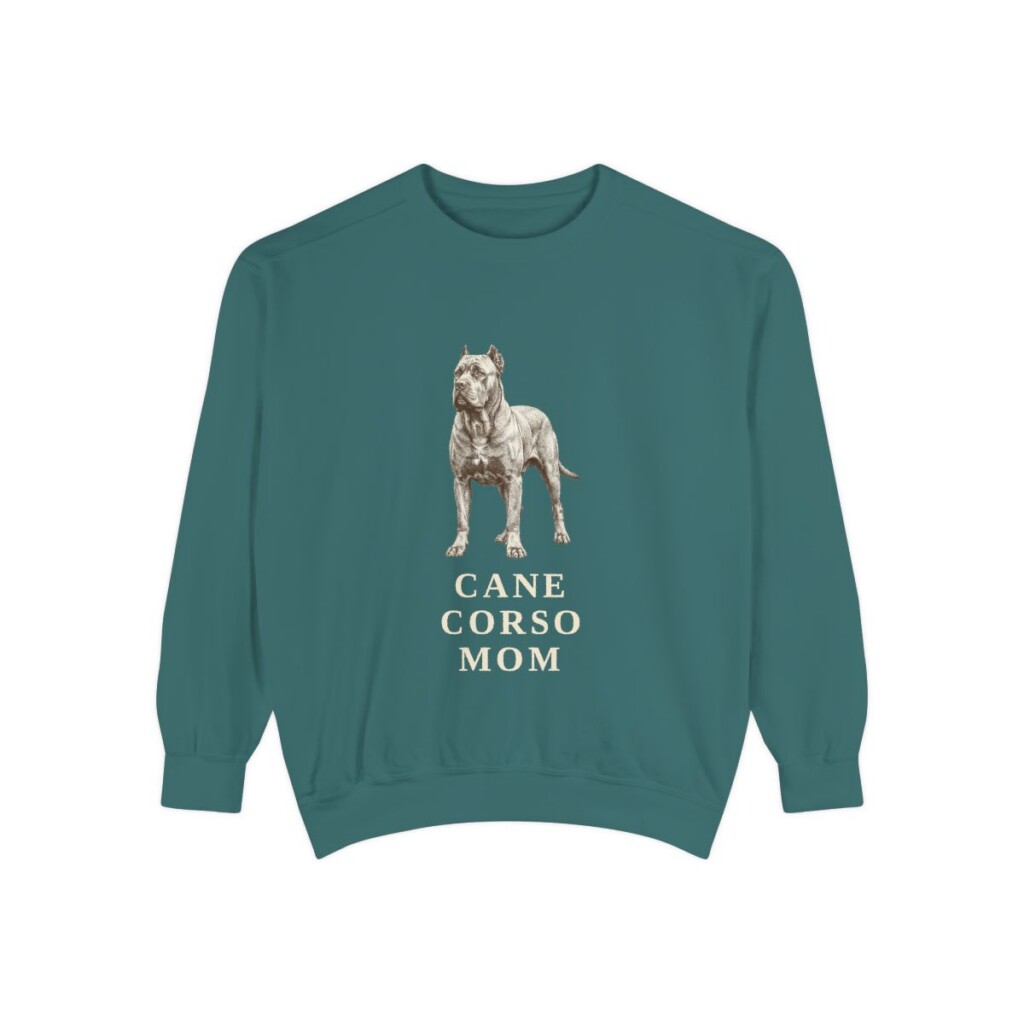 Cane Corso Mom Sweatshirt, Blue Spruce, front view