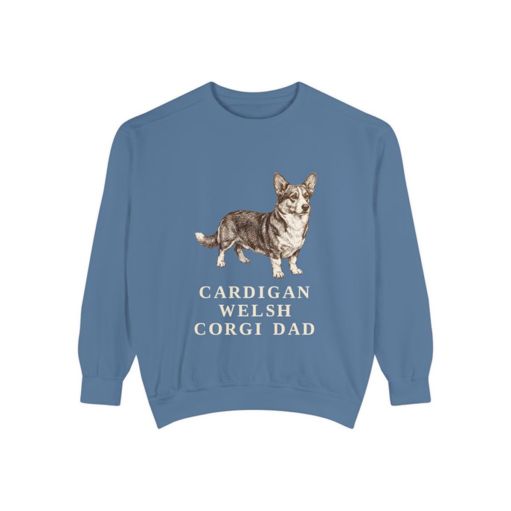 Cardigan Welsh Corgi Dad Sweatshirt, Blue Jean, front view