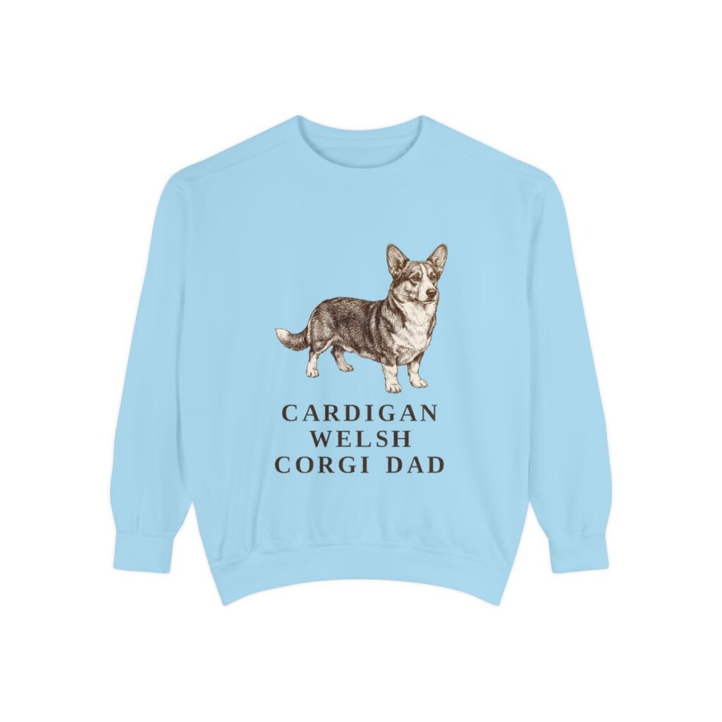 Cardigan Welsh Corgi Dad Sweatshirt, Chambray, front view