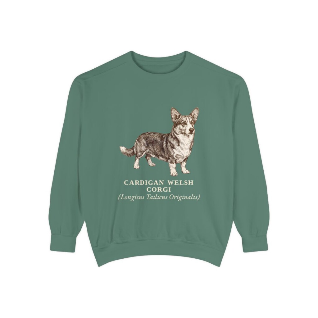 Cardigan Welsh Corgi Latin Sweatshirt, Light Green, front view