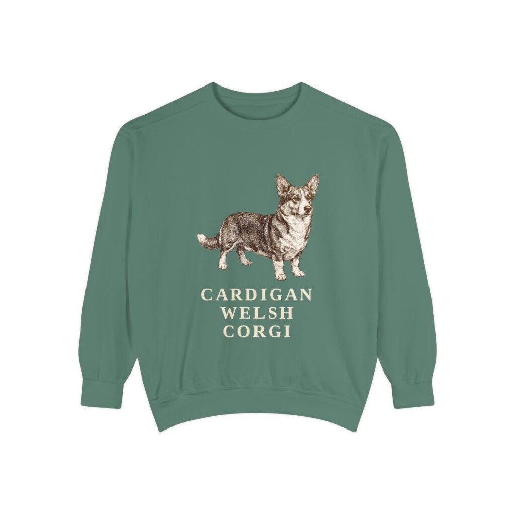 Cardigan Welsh Corgi Sweatshirt, Light Green, front view