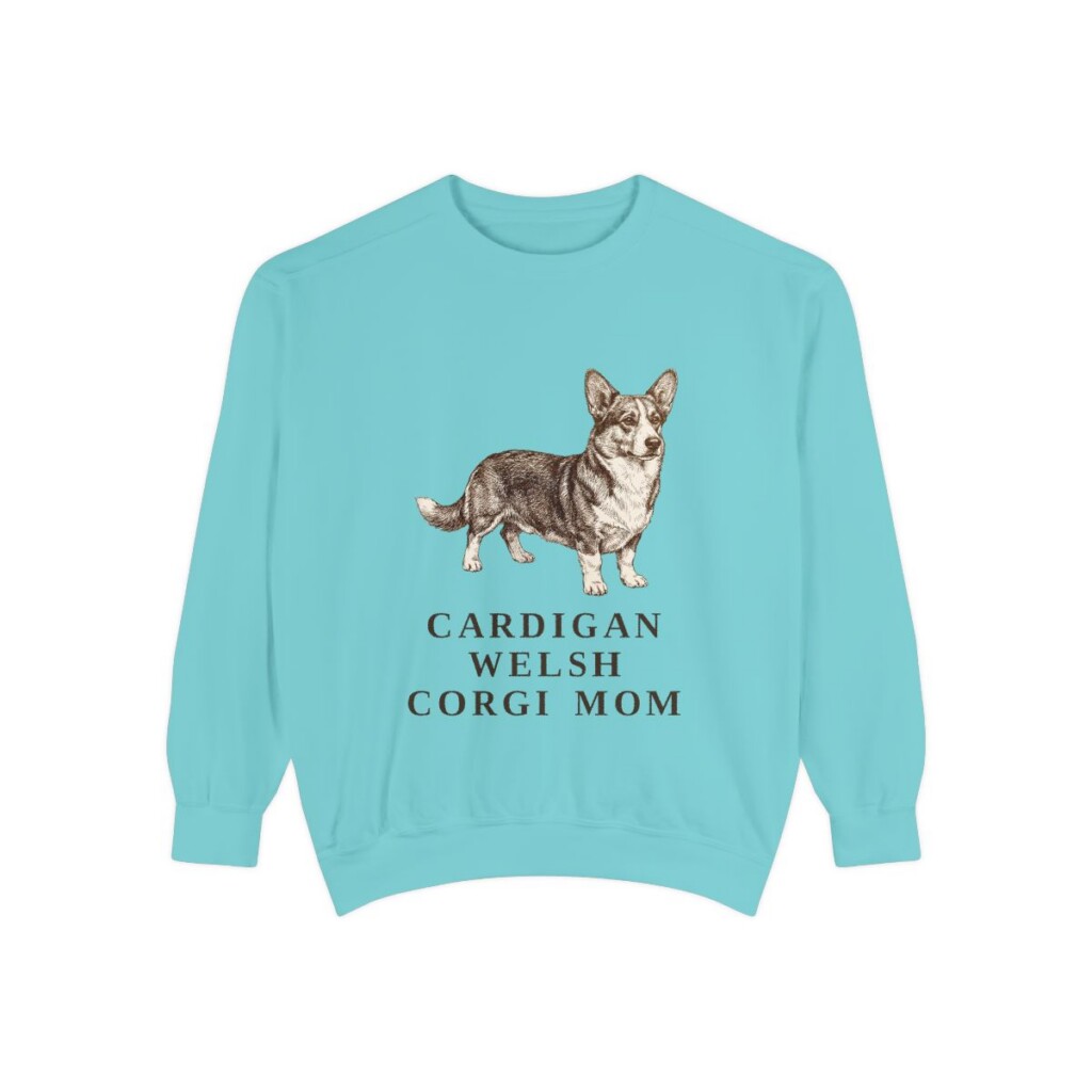 Cardigan Welsh Corgi Mom Sweatshirt, Chalky Mint, front view