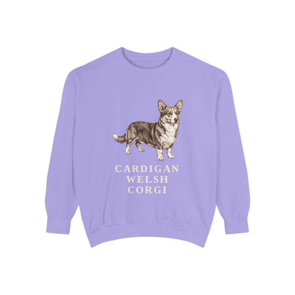 Cardigan Welsh Corgi Sweatshirt, Violet, front view