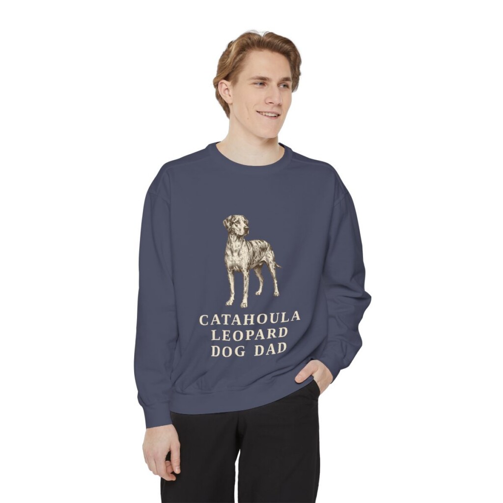 Catahoula Leopard Dog Dad Sweatshirt, Denim, person 1 front