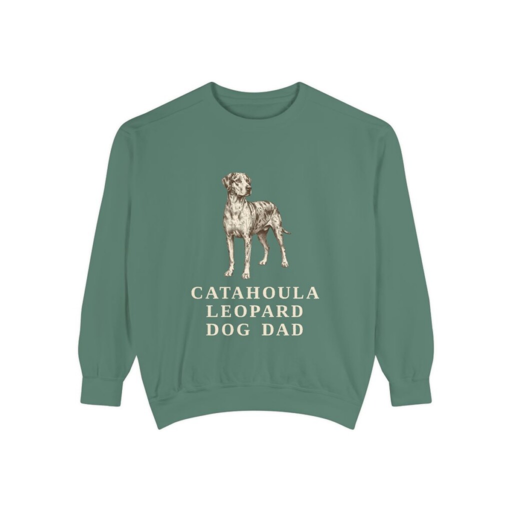 Catahoula Leopard Dog Dad Sweatshirt, Light Green, front view