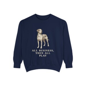 Catahoula Leopard Dog Humor Sweatshirt, True Navy, front view