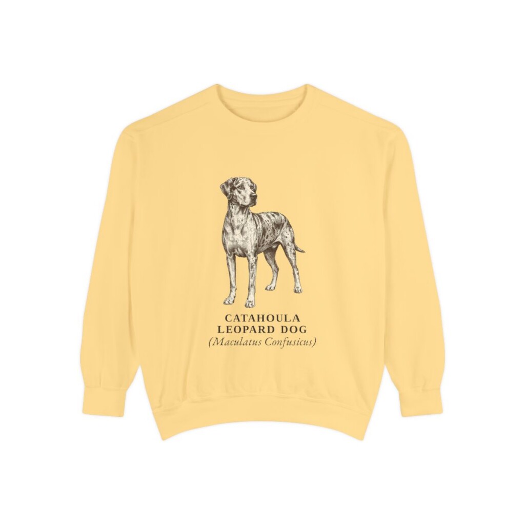 Catahoula Leopard Dog Latin Sweatshirt, Butter, front view