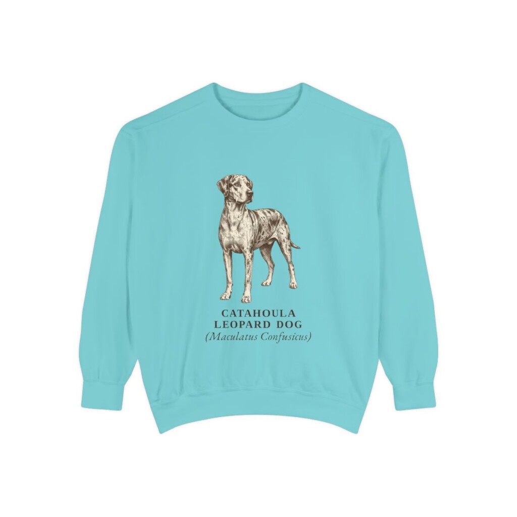 Catahoula Leopard Dog Latin Sweatshirt, Chalky Mint, front view