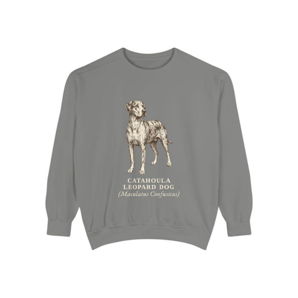Catahoula Leopard Dog Latin Sweatshirt, Grey, front view