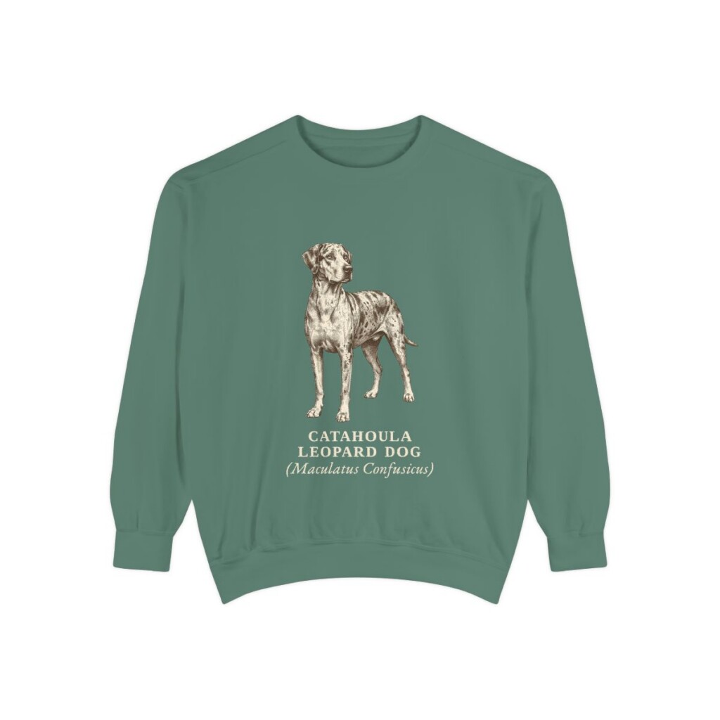 Catahoula Leopard Dog Latin Sweatshirt, Light Green, front view