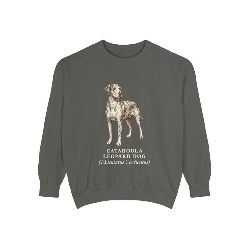 Catahoula Leopard Dog Latin Sweatshirt, Pepper, front view