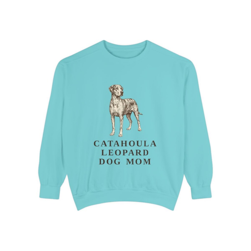 Catahoula Leopard Dog Mom Sweatshirt, Chalky Mint, front view