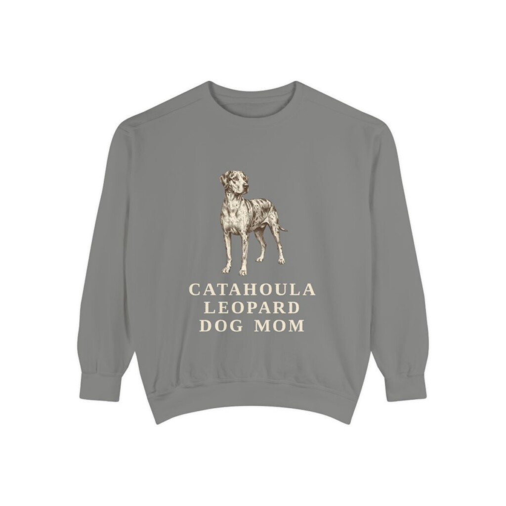 Catahoula Leopard Dog Mom Sweatshirt, Grey, front view
