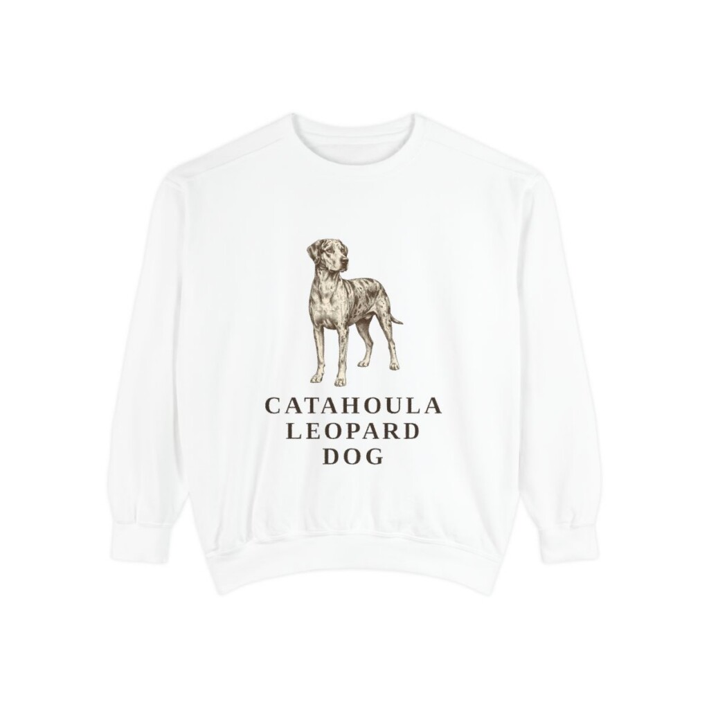 Catahoula Leopard Dog Sweatshirt, White, front view