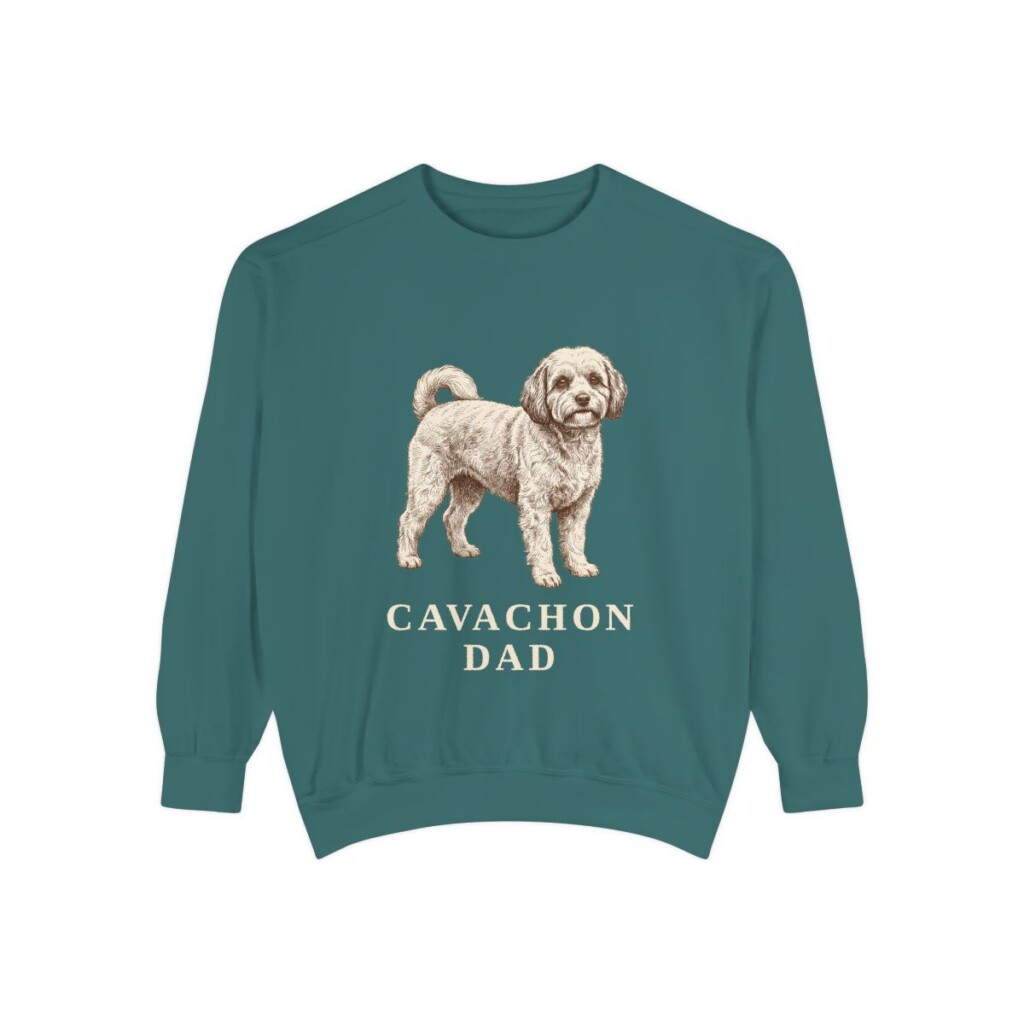 Cavachon Dad Sweatshirt, Blue Spruce, front view