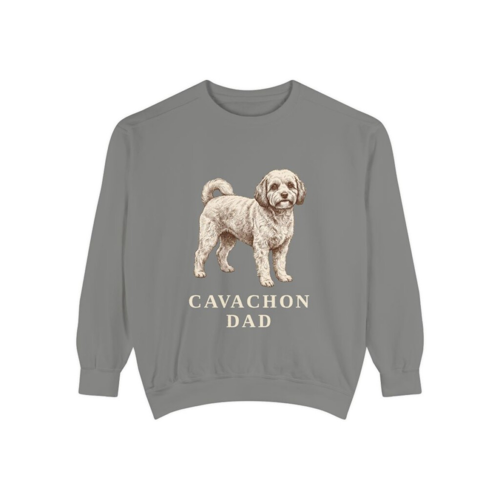 Cavachon Dad Sweatshirt, Grey, front view