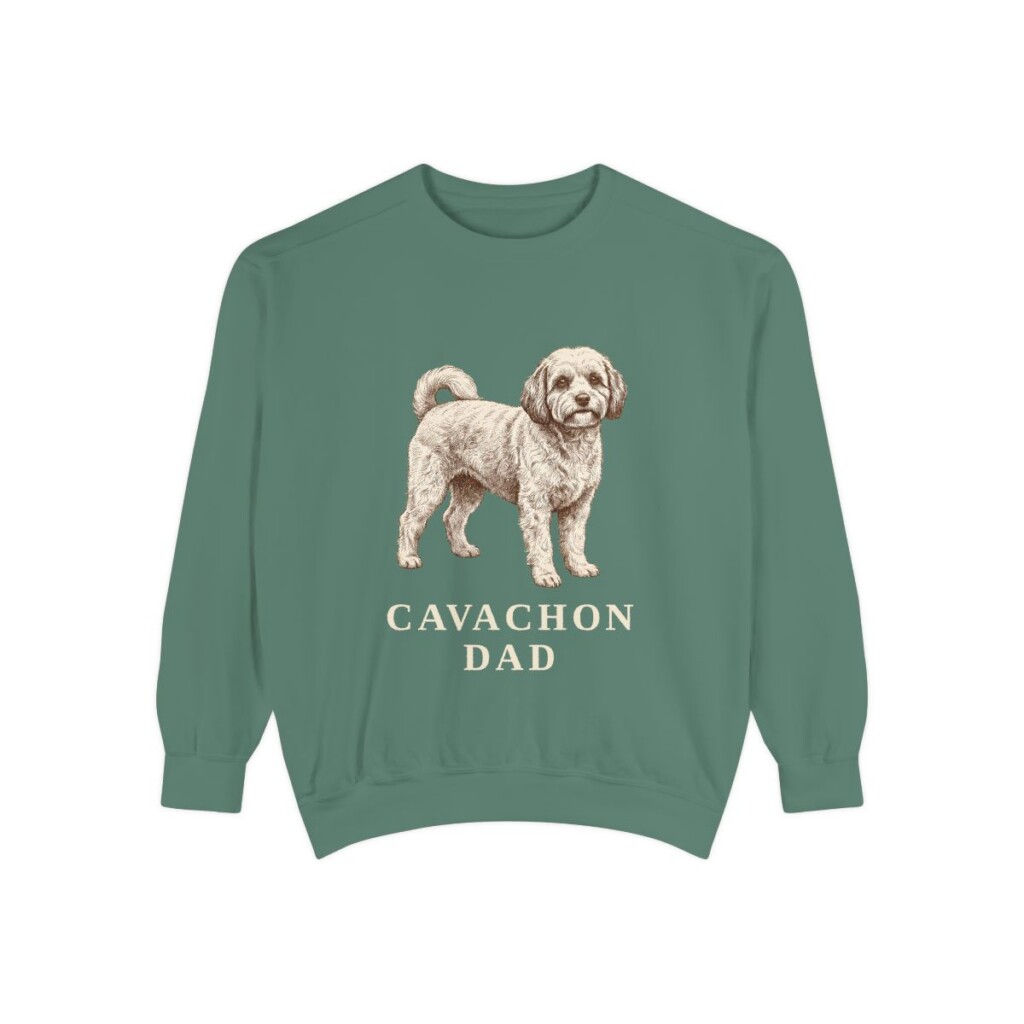 Cavachon Dad Sweatshirt, Light Green, front view
