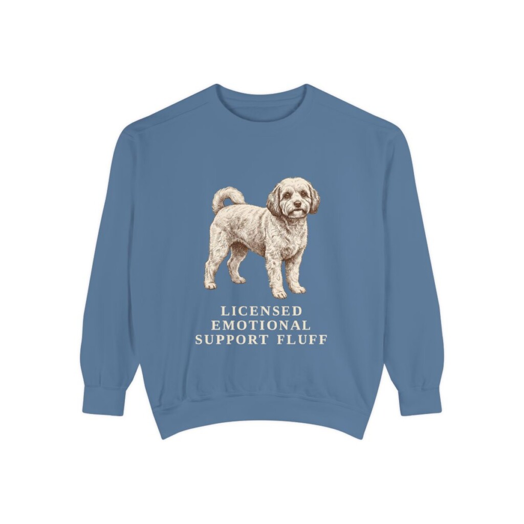 Cavachon Humor Sweatshirt, Blue Jean, front view