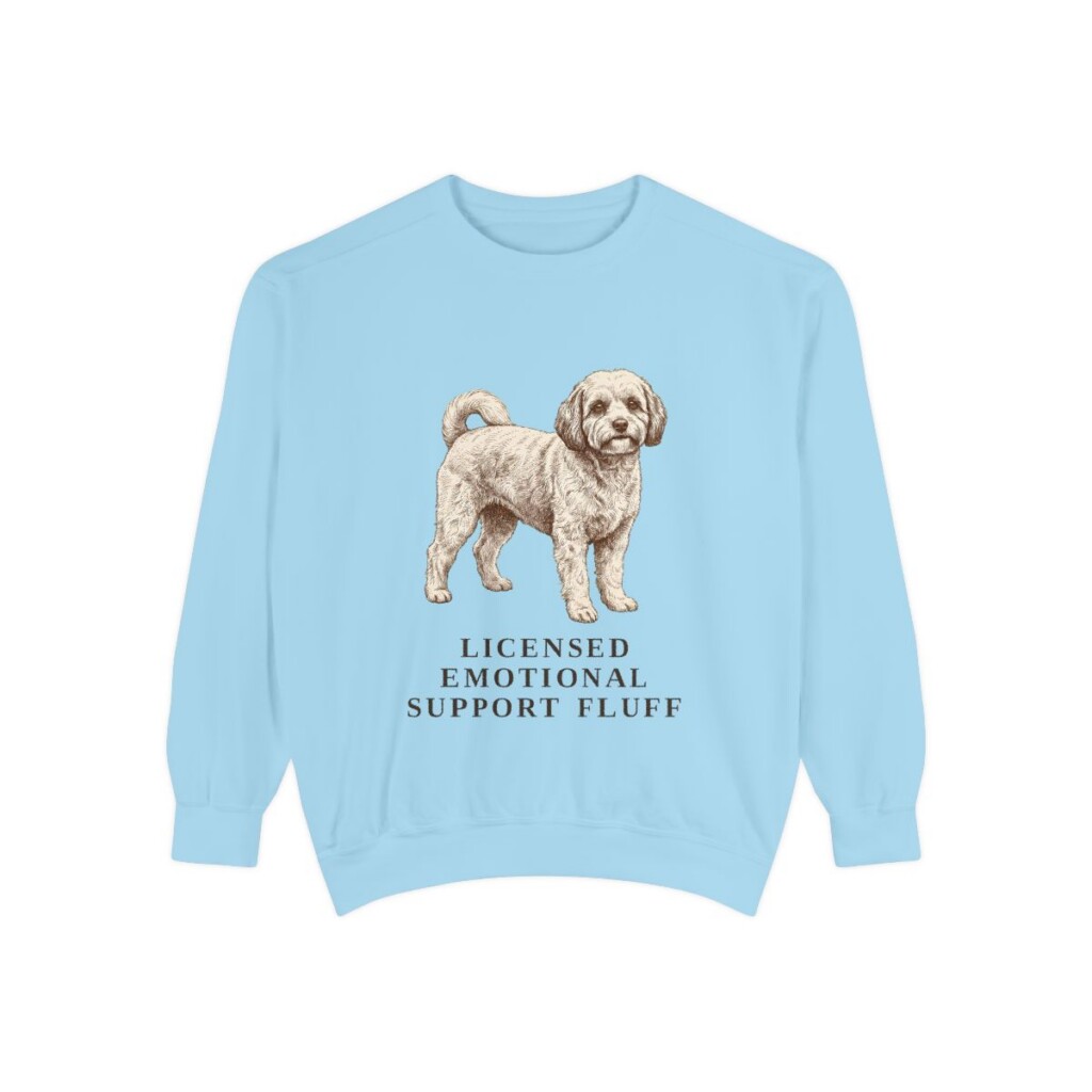 Cavachon Humor Sweatshirt, Chambray, front view