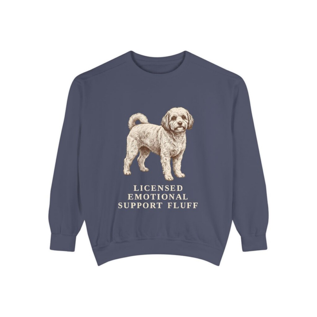 Cavachon Humor Sweatshirt, Denim, front view