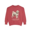 cavachon-sweatshirt-latin-crimson Cavachon Latin Sweatshirt, Crimson, front view