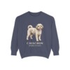 cavachon-sweatshirt-latin-denim Cavachon Latin Sweatshirt, Denim, front view
