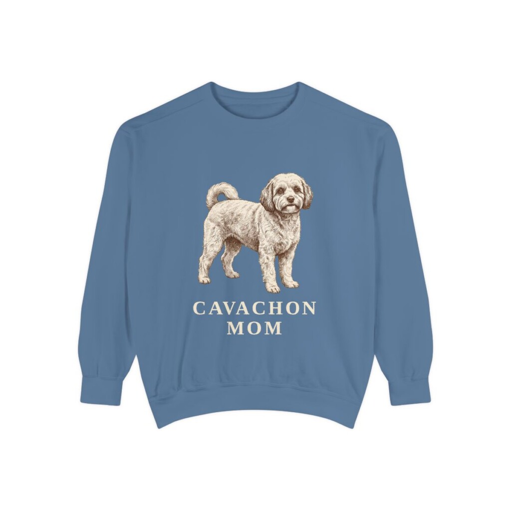 cavachon-sweatshirt-mom-blue-jean Cavachon Mom Sweatshirt, Blue Jean, front view