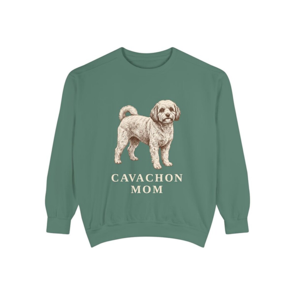 cavachon-sweatshirt-mom-light-green Cavachon Mom Sweatshirt, Light Green, front view
