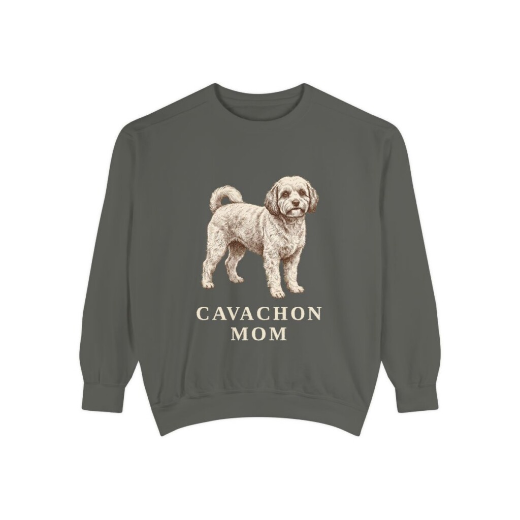 cavachon-sweatshirt-mom-pepper Cavachon Mom Sweatshirt, Pepper, front view