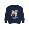 cavachon-sweatshirt-mom-true-navy Cavachon Mom Sweatshirt, True Navy, front view