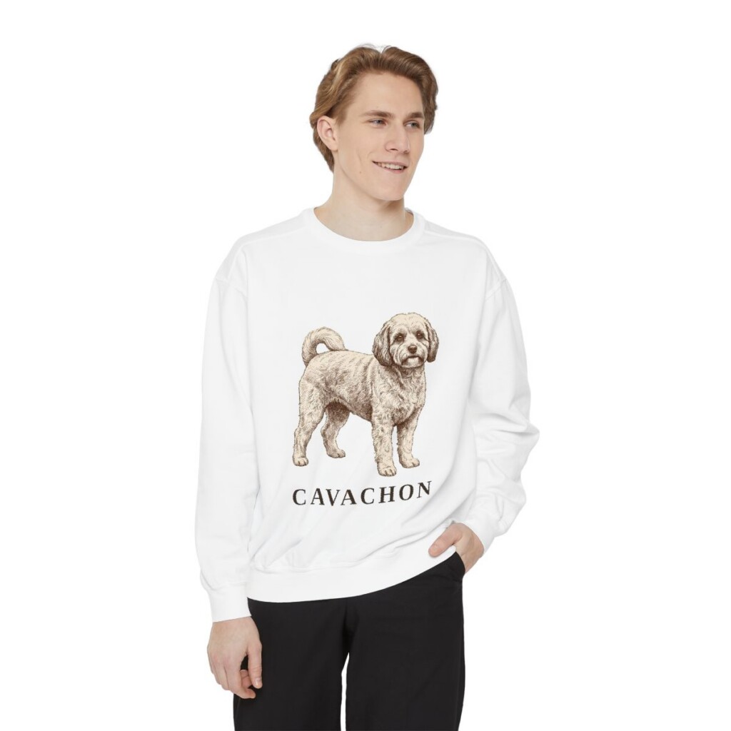 Cavachon Sweatshirt, White, person 1 front