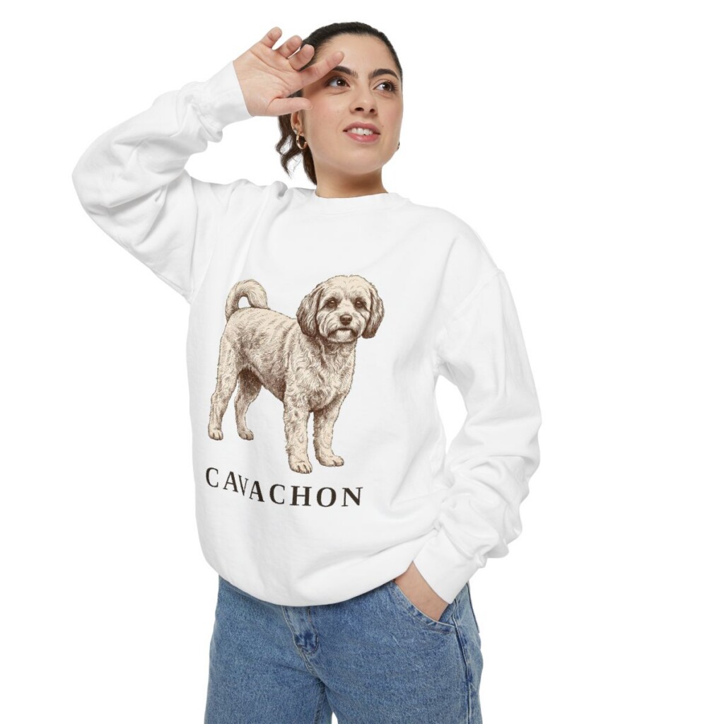 Cavachon Sweatshirt, White, person 2 context
