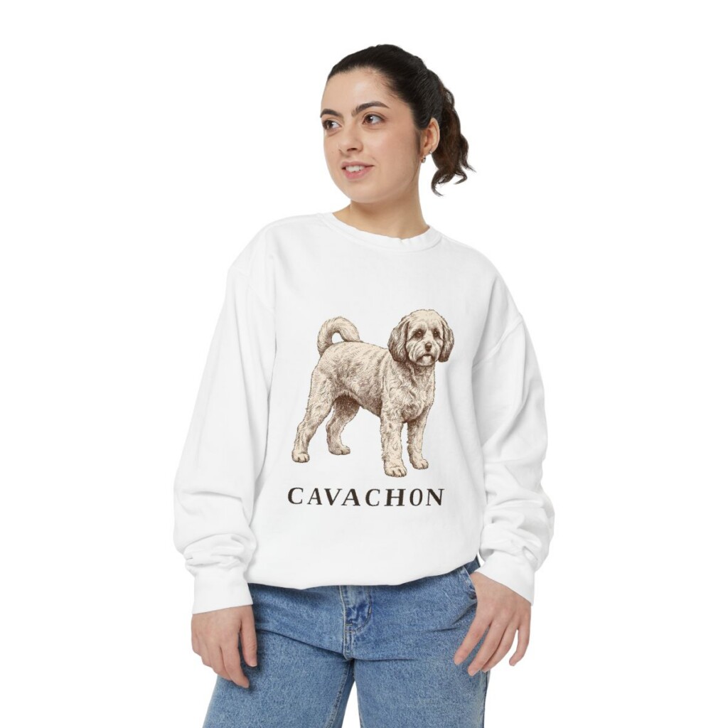 Cavachon Sweatshirt, White, person 2 front