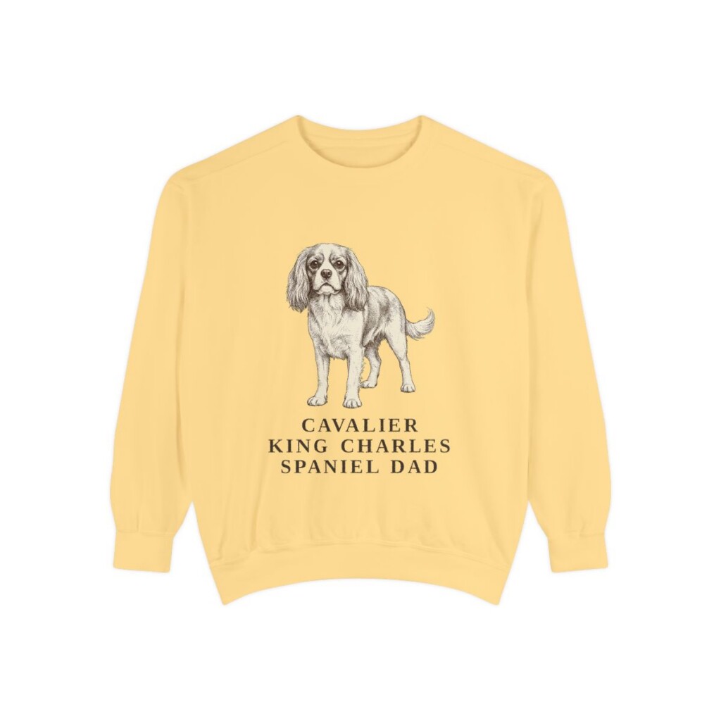 cavalier-king-charles-spaniel-sweatshirt-dad-butter Cavalier King Charles Spaniel Dad Sweatshirt, Butter, front view