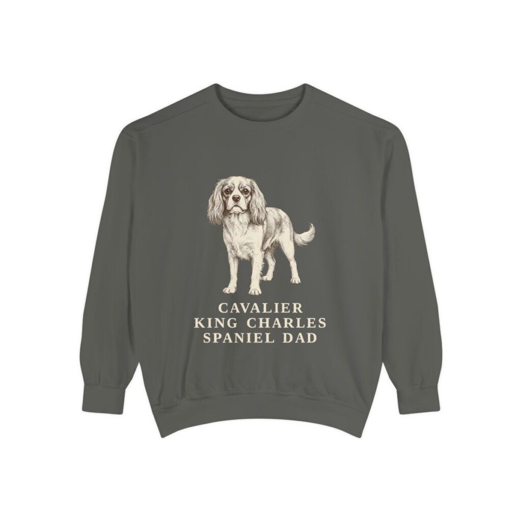 cavalier-king-charles-spaniel-sweatshirt-dad-pepper Cavalier King Charles Spaniel Dad Sweatshirt, Pepper, front view