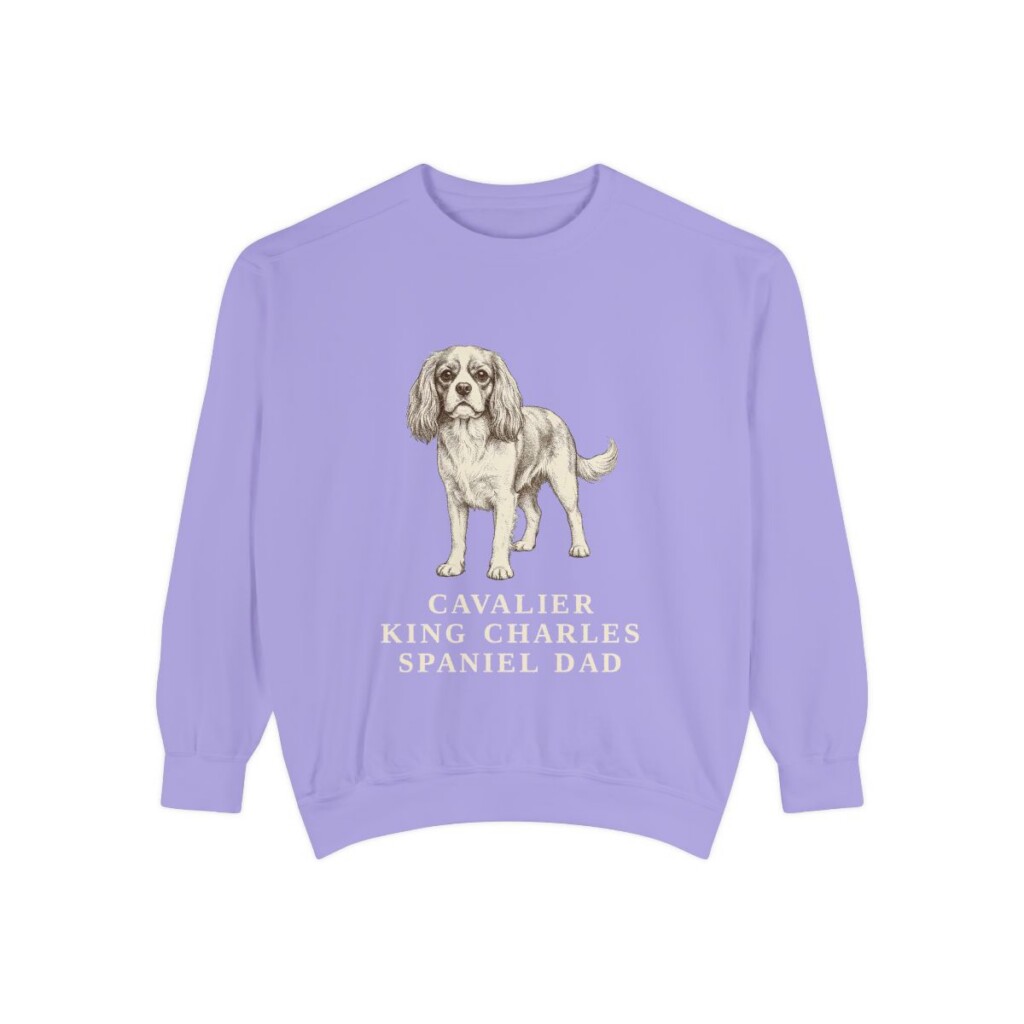 cavalier-king-charles-spaniel-sweatshirt-dad-violet Cavalier King Charles Spaniel Dad Sweatshirt, Violet, front view