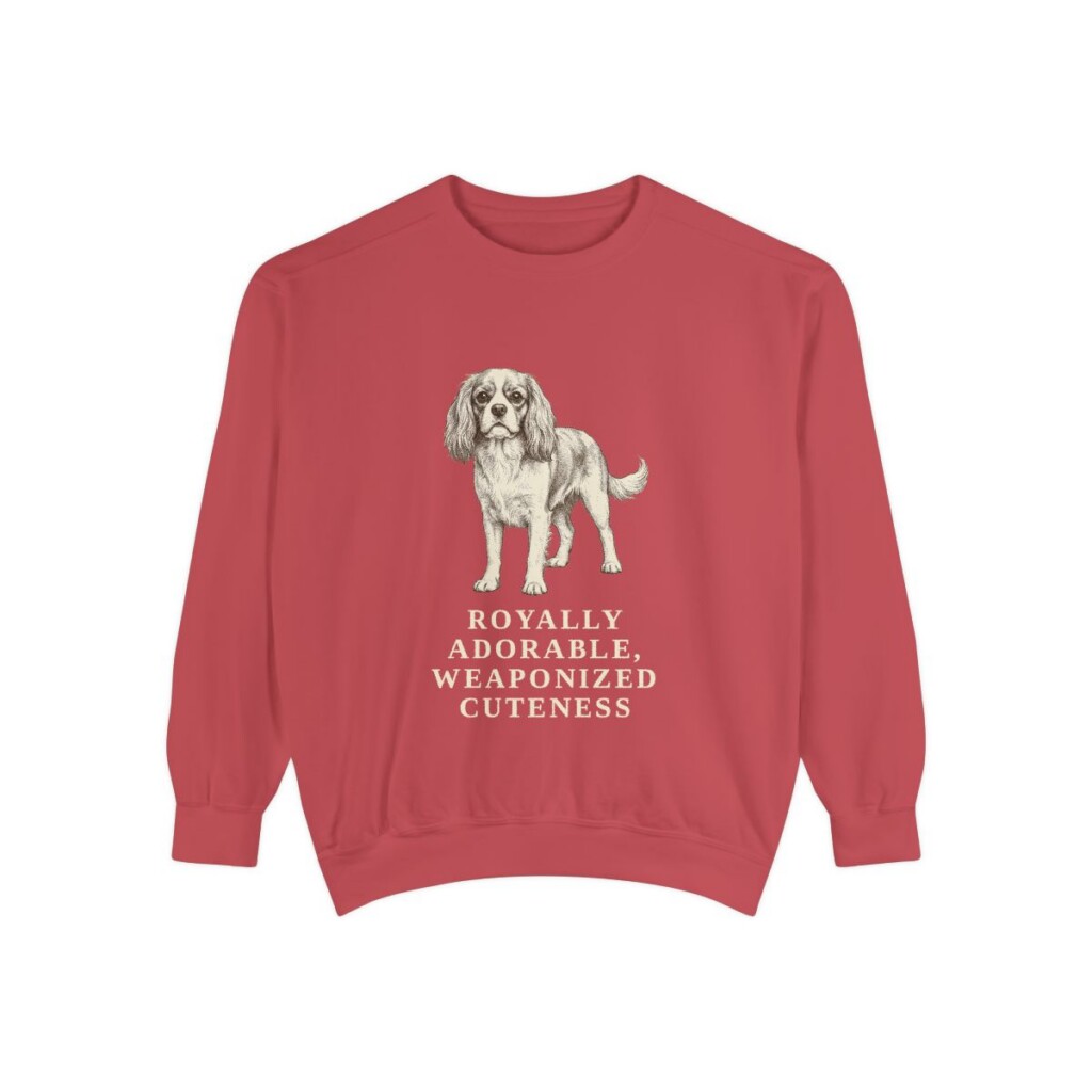 Cavalier King Charles Spaniel Humor Sweatshirt, Crimson, front view