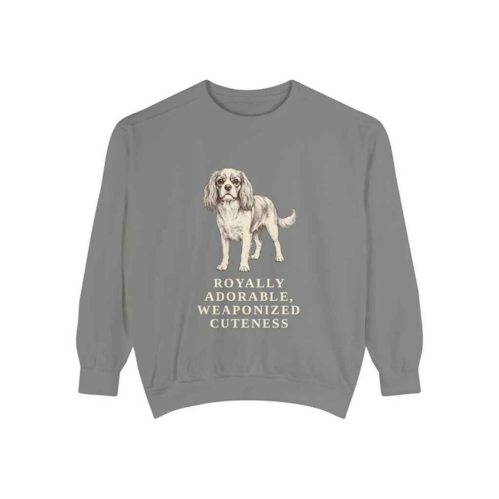 Cavalier King Charles Spaniel Humor Sweatshirt, Grey, front view